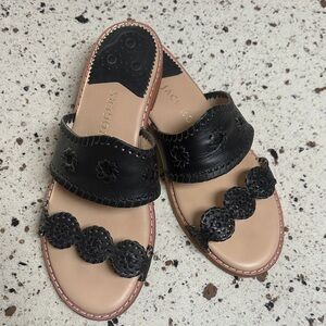 Jack Rogers Black and Tan Leather Sandals